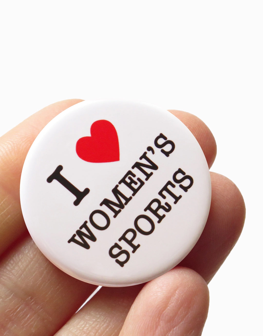 I Love Women's Sports Button